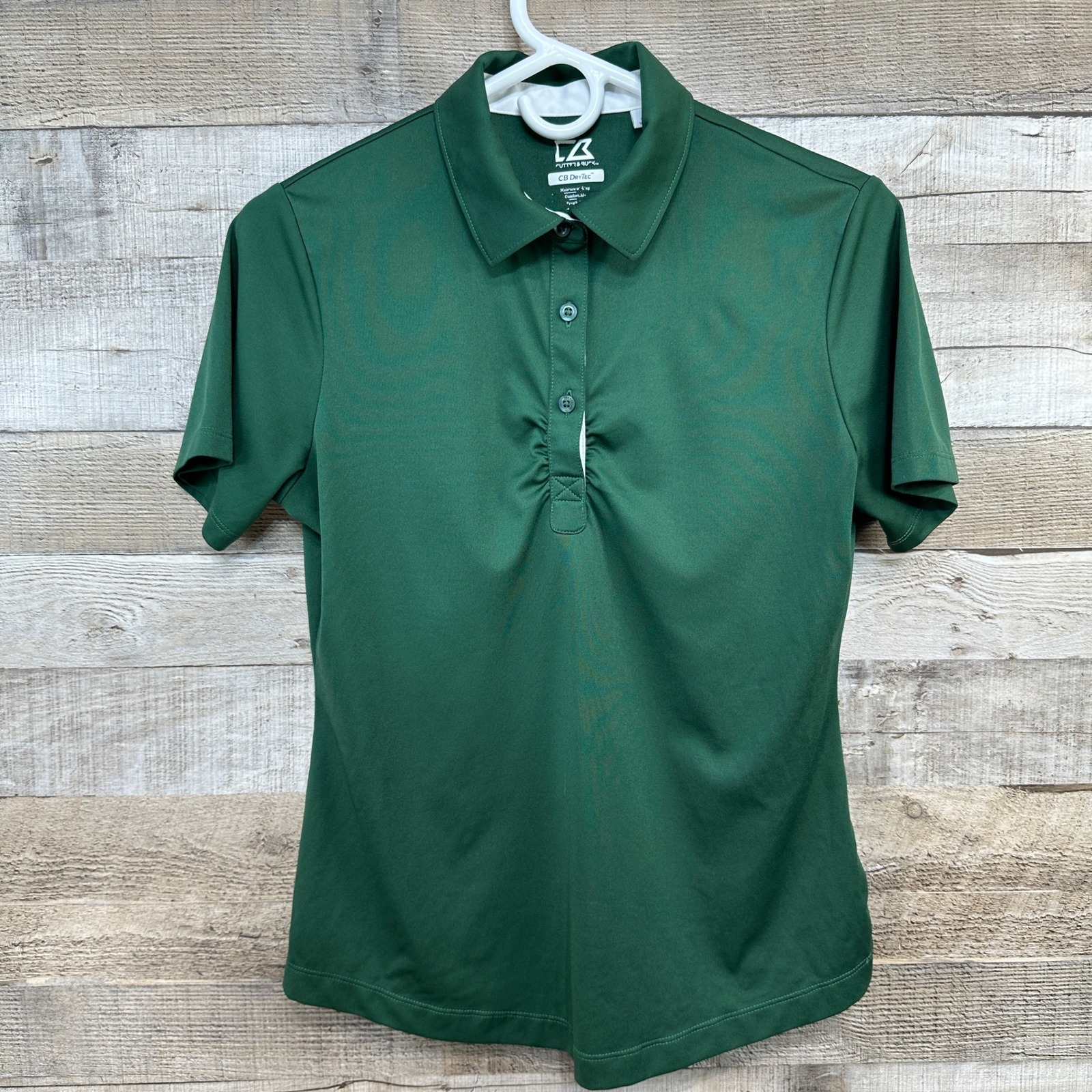 Cutter & Buck Womens Cb Drytec Alder Golf Polo Shirt Green Short Sleeve Small